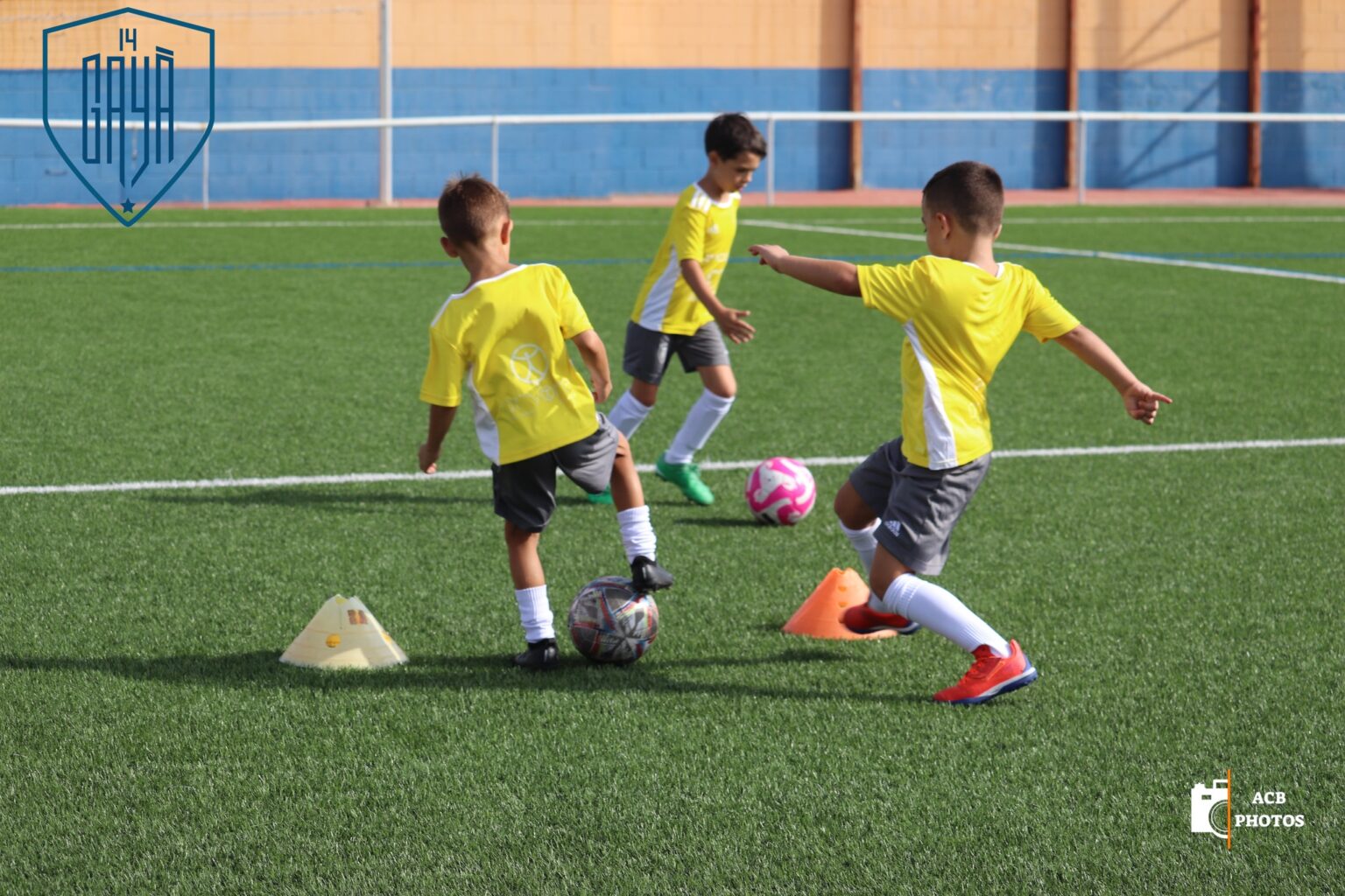 Niños entrenando fútbol